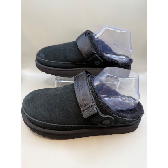 UGG Goldenstar Womens Black Suede Shearling Back Strap Size 9 1168530 - Picture 5 of 10